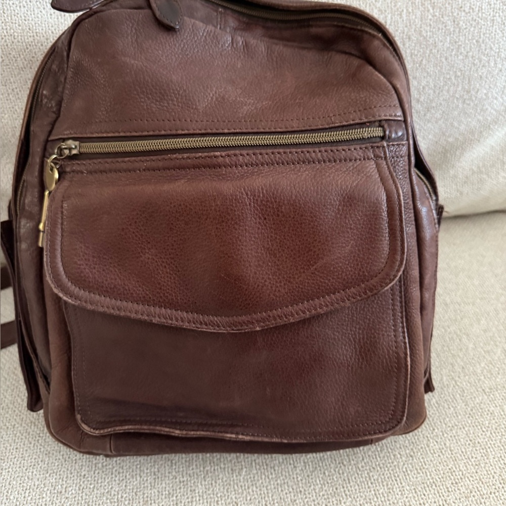 Fossil Dark Brown Leather Backpack
